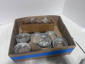 lot 52 image: Box of Ball Jar Zinc Lids and Glass Inserts