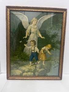 lot 57 image: Vintage Guardian Angel Print 15 X 12