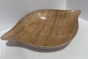 lot 72 image: Mid Century Modern abaca Grainware Serving Bowl Made of Hand Loomed Raffia