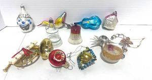 lot 89 image: Set of 12 VintageAntique Christmas Ornaments Some Mercury Glass