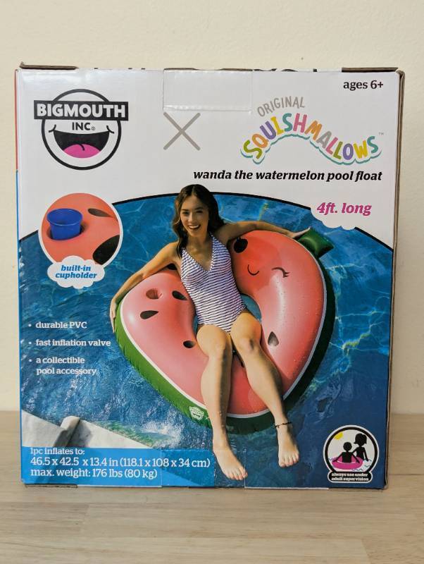 lot 167 image: BigMouth Inc X Original Squishmallows Wanda The Watermelon Pool Float 4 Ft Long