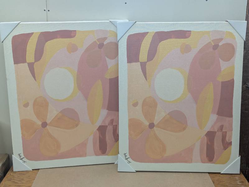 lot 166 image: Set of 2 - 30 x 24 Floral Summer Canvas Prints