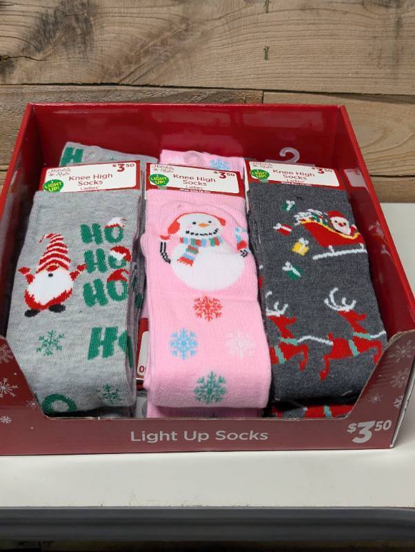 lot 161 image: 12 Pack Majestic Ladies Light Up Knee High Socks - Christmas