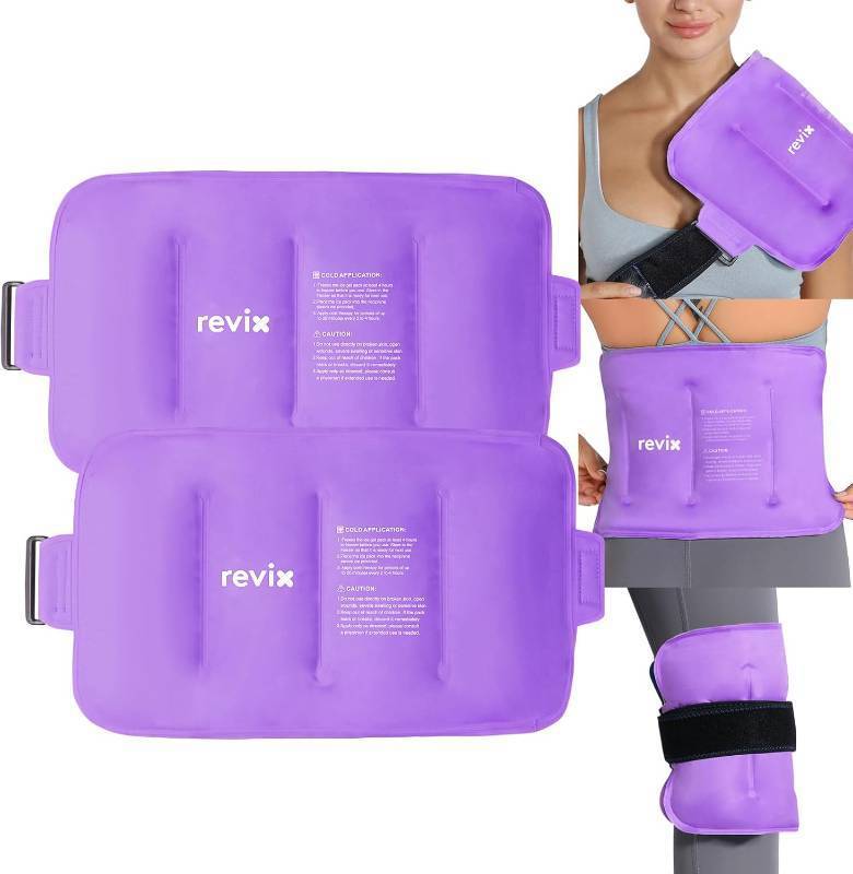 lot 15 image: REVIX 2-Pack Large Cold Packs for Back, Rotator Cuff, Hip, Knee, and Shin, Versatile Cold Compress with Soft Plush Lining and Strap, 16  9