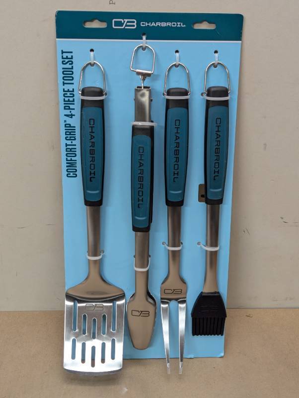 lot 59 image: Char-Broil 4pc Comfort Grip Tool Heat-Resistant Grill Cookware Set