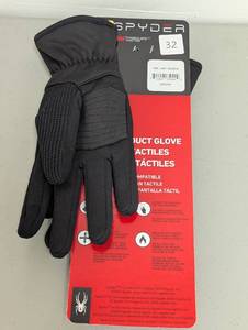 lot 32 image: Spyder Unisex Core Conduct Touchscreen Compatible Stretch Gloves Small Black