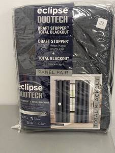 lot 22 image: Eclipse 2-panel Absolute Zero Draft Stopper Brighton 100% Blackout Curtain Set - 104 In x 84 In