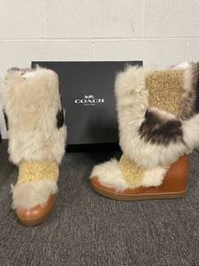 lot 2 image: Coach Morton CalfShearling Mix Boots Size 7M with Box