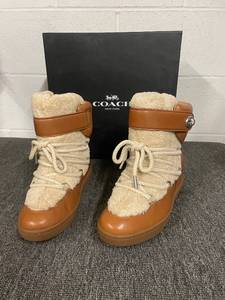 lot 10 image: Coach Monroe Shearling SaddleNatural High-Top Sneakers, Size 9.5M