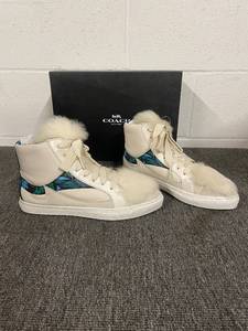 lot 15 image: Coach C203 Soft Smooth Calf Suede High Top Sneakers Size 9.5M with Box