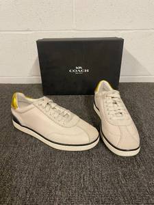lot 19 image: Coach C113 Silky NappaSuede Sneakers, ChalkSmog, Size 5.5M with Box