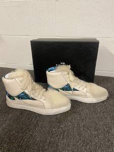 lot 29 image: Coach C203 Soft SmoothCalf Suede Chalk High-Top Sneakers Size 6.5M with Box