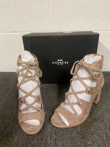 lot 39 image: Coach Priscilla Lux Suede Lace-Up Heels Size 5M with Box
