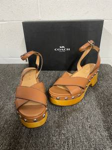 lot 45 image: Coach Astor Saddle Platform Sandals 7M with Box