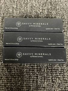lot 141 image: Set of 3 Savvy Minerals Lipsticks by Young Living I Dare You Shade, Sealed
