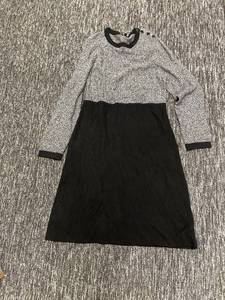 lot 166 image: Talbots XL Black and Gray Knit Dress with Long Sleeves