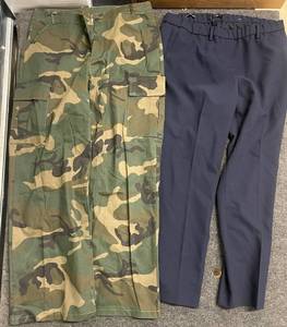 lot 187 image: Pair of Womens 14WP Cambridge Navy Pants and Camouflage Cargo Pants