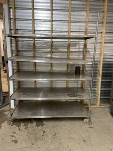 lot 234 image: Stainless Steel Commercial Rolling Rack with 6 Shelves