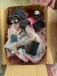 lot 255 image: Box of Track Lighting Fixtures with Bulbs