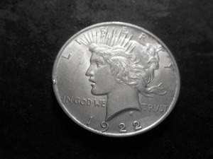 lot 27 image: 1922 Peace Silver Dollar Double Die Strike