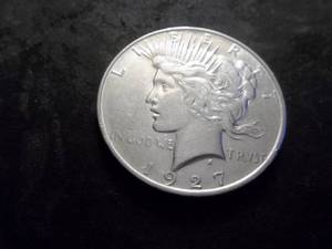 lot 33 image: 1927 D Peace Silver Dollar