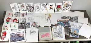 lot 219 image: Lot of Artwork - Drawings  Prints and More - Looks Like they Were Done at Fort Leavenworth Prison - Mainly Motorcycle Artwork