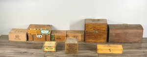 lot 231 image: Lot of Vintage Wooden Boxes & Cigar Boxes  - see description for more info