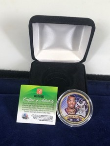 lot 244 image: MN Vikings ADRIAN PETERSON Kennedy Half Dollar Gold Plated US Coin - Uncirculated - COA