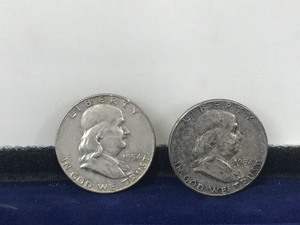 lot 251 image: 2 - Franklin Silver Half Dollars - see description for more info