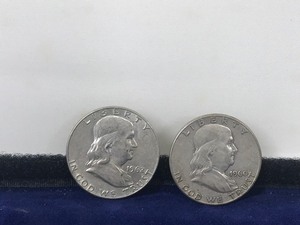 lot 252 image: 2 - Franklin Silver Half Dollars - see description for more info