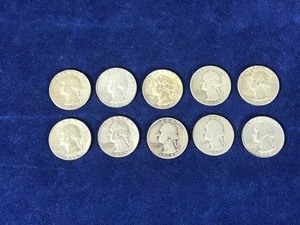 lot 258 image: 10 - Washington Silver Quarters - see description for more info