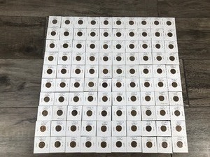lot 264 image: Lot of 100 Wheat Pennies in Plastic Sleeves - Years are listed in description