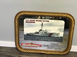 lot 327 image: Collectible Budweiser Mirror - U.S. Coast Guard Cutter Mackinaw Budweiser Presents Great Ships of the Great Lakes