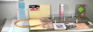 lot 353 image: Quilting Stencils - Janome Quilters Companion Extended Table - Quilt Books - Perforated Paper - Quilt Basting Spray