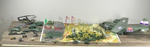 lot 359 image: Lot of Military Toys - Army Soldiers Figurines - Large C-130 - Military Jets, Trucks, Helicopters, Battlefield Play Mar and More