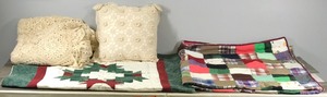 lot 377 image: 2 - Quilts - Crochet Blanket & Pillow - Smoke Free