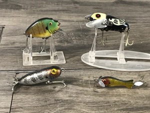 lot 423 image: 4 - Collectible Heddon Fishing Lures - Pumpkin Seed - Crazy Crawler - Baby Torpedo - Tiny Spook