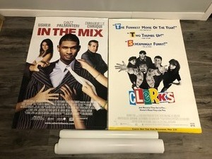 lot 427 image: Lot of 9 Movie Posters -  Not all of them are pictured - In the Mix, Clerks, Angels in the Outfield, Broken Flowers, Daltry Calhoun, In her Shoes, Valice & Gromit, Stuart Little 3 Call of the Wild, Casanova