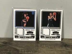 lot 167 image: 2 - 2023-24 Panini Contenders Rookie Ticket Basketball Cards - Victor Wembanyama (No. RTS-WEM) - Anthony Black (No. RTS-BLK)