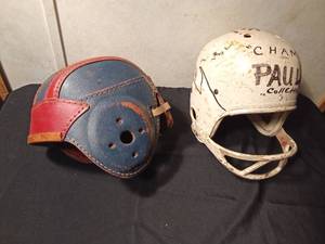 lot 153 image: 2 Vintage football helmets