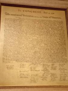 lot 125 image: Framed metal In Congress July4, 1776 The Unanimous Declaration of the 13 United States of America