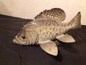 lot 120 image: Signed hand carved wood crappie spearing decoy by R. Whittier