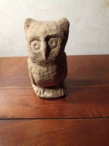 lot 88 image: Folk Art carved sandstone owl by Ernest Popeye Reed (1919-1985)