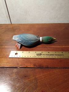 lot 77 image: 2009 Signed Hand carved wood duck spearing decoy by R. Whittier
