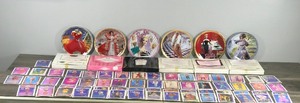 lot 201 image: Lot of 6 Collectible Barbie Plates &amp 63 Fun Fact Barbie Cards - see description below for more info