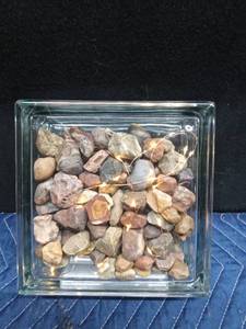 lot 67 image: Lighted glass block full of agates
