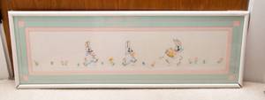 lot 26 image: Hand-Embroidered Rabbits Framed