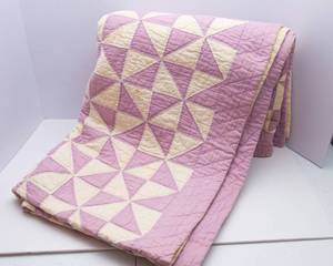 lot 44 image: 1920s Handmade Quilt  Purple & Cream