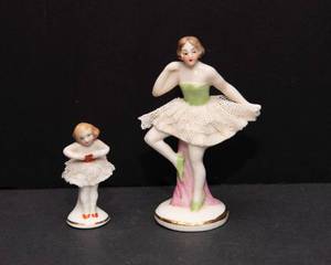 lot 78 image: Set of 2 Antique Ballerina Porcelain Figurines