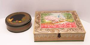 lot 102 image: Lot of 2 Vintage Tins  Includes Sunshine Biscuits Tins